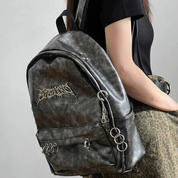 Qfdian Personality Punk Gothic Women Backpack Y2k Aesthetic Trendy Vintage Schoolbags All Match Fashion Casual Backpacks for Students